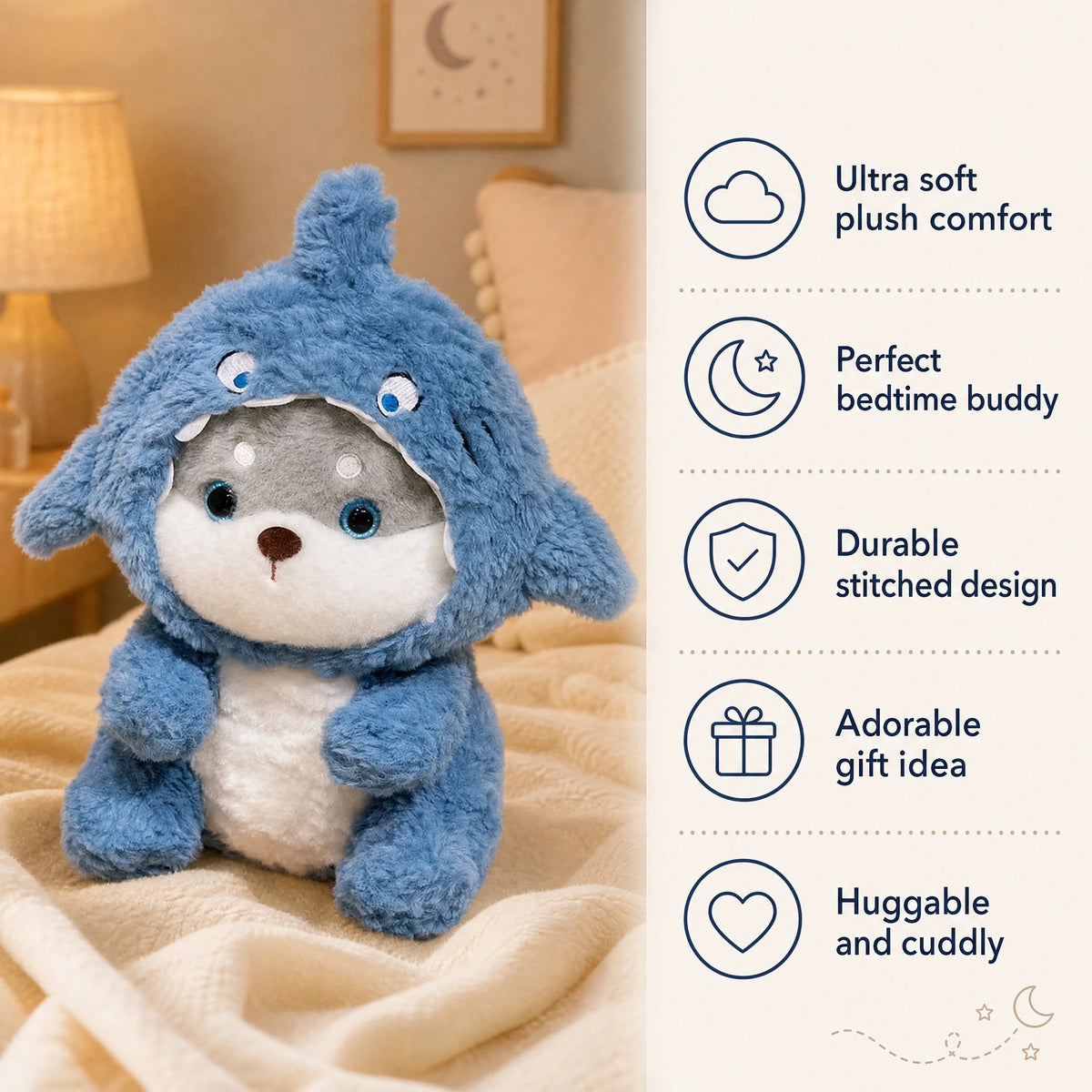 Dog Cat Shark Plush with Removable Hoodie Costume - Bénéfices produit