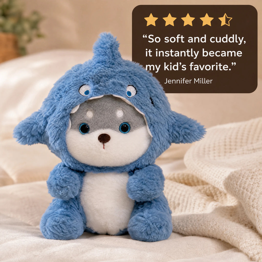 Dog Cat Shark Plush with Removable Hoodie Costume - Image témoignage