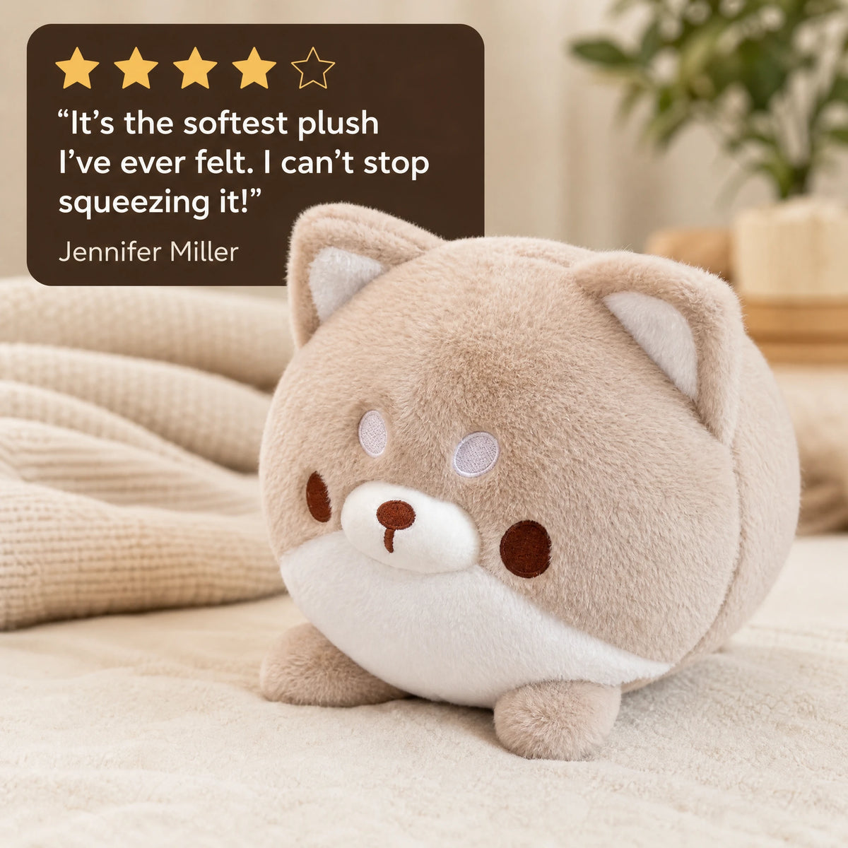 Dog Plush - Round Kawaii Fluffy Design Collection - Image témoignage
