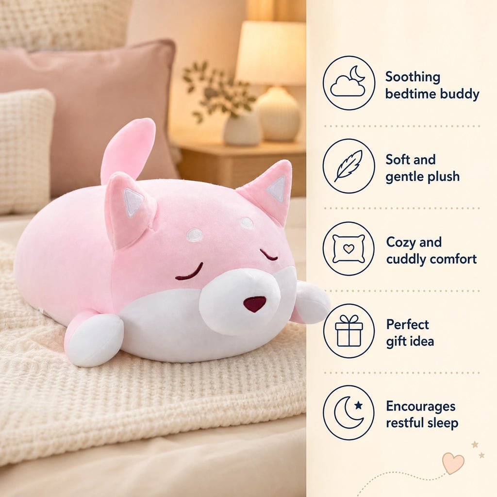 Dog Plush Toy Pink Sleeping Design with Closed Eyes - Bénéfices produit