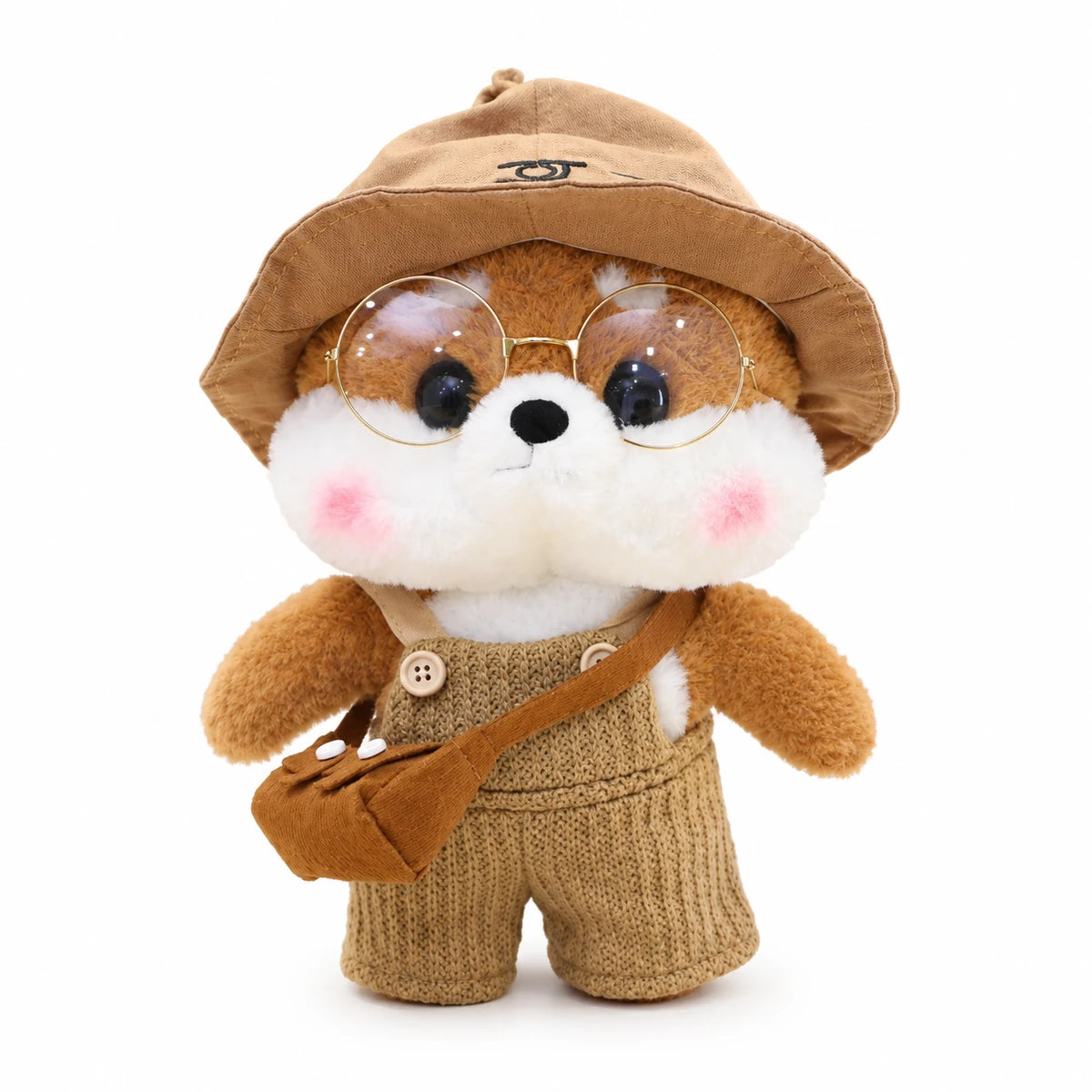 Dog Plush Toy, Shiba with Sunglasses and Outfit - Brown Brown Hat