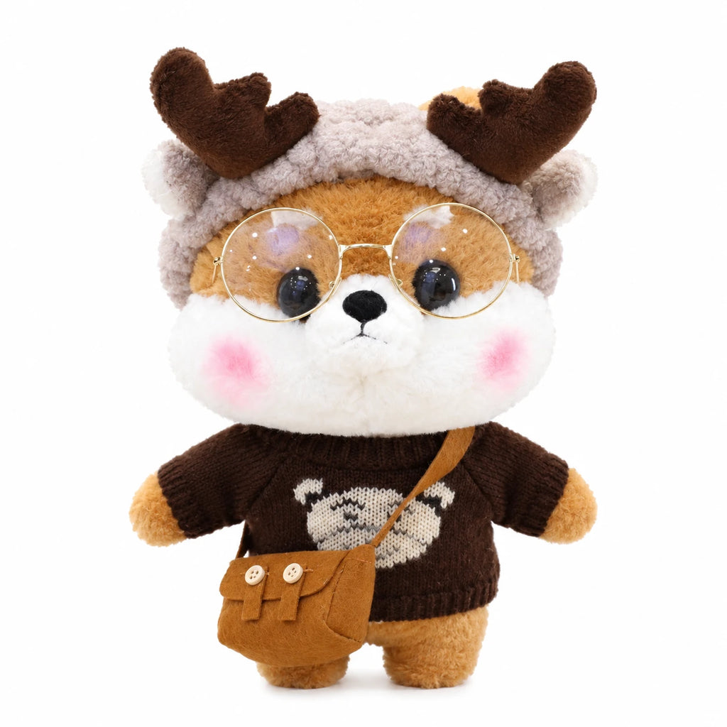 Dog Plush Toy, Shiba with Sunglasses and Outfit - Brown Moose