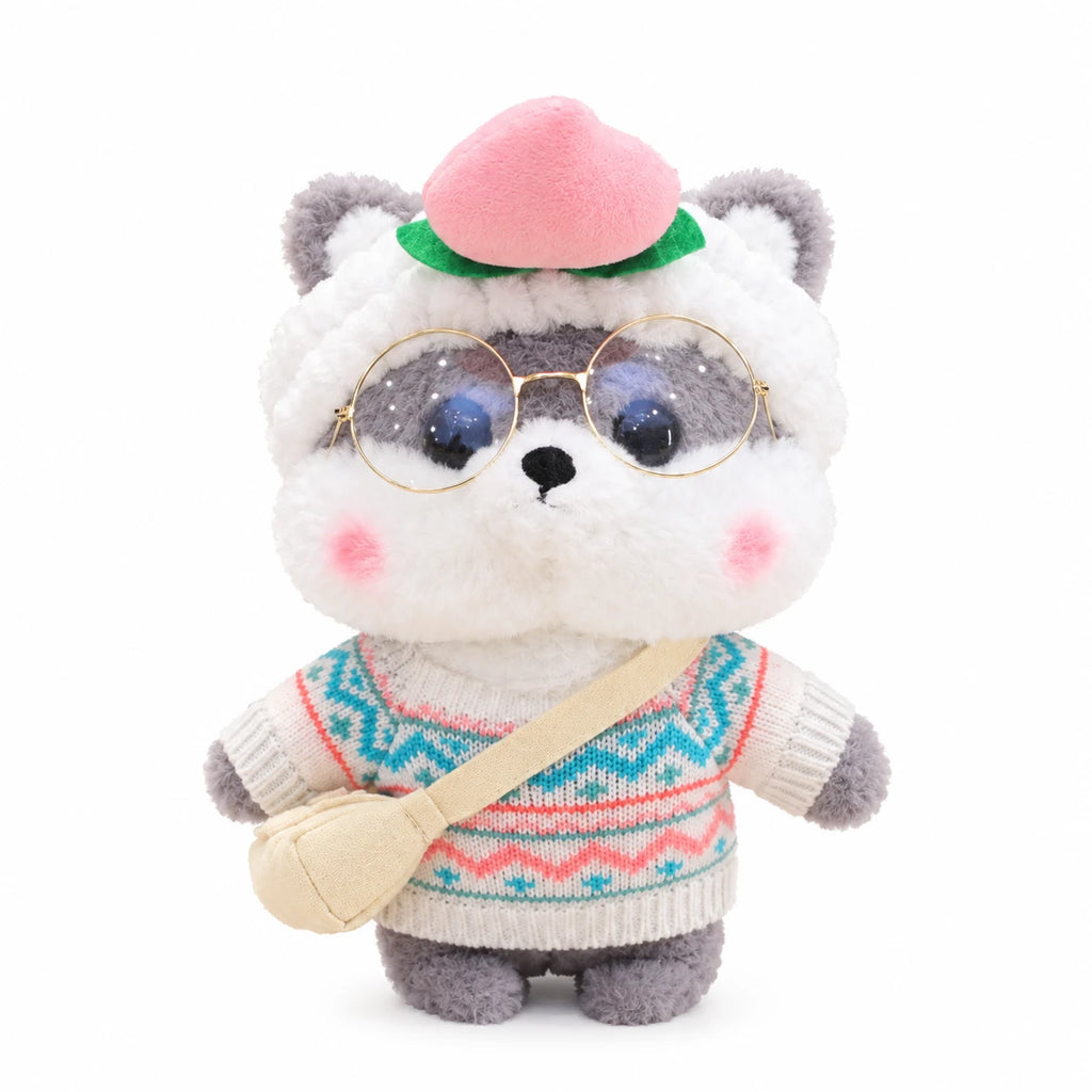 Dog Plush Toy, Shiba with Sunglasses and Outfit - Gray Peach