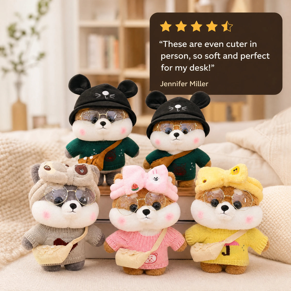 Dog Plush Toy, Shiba with Sunglasses and Outfit - Image témoignage