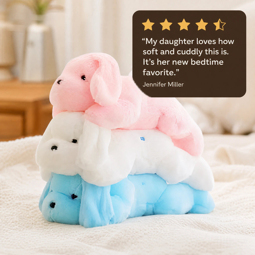 Dog Stuffed Animal with LED Light, Stacked Plush Design - Image témoignage
