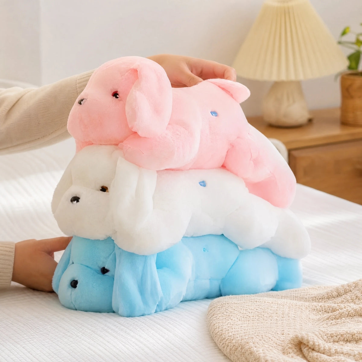Dog Stuffed Animal with LED Light, Stacked Plush Design - Utilisation du produit