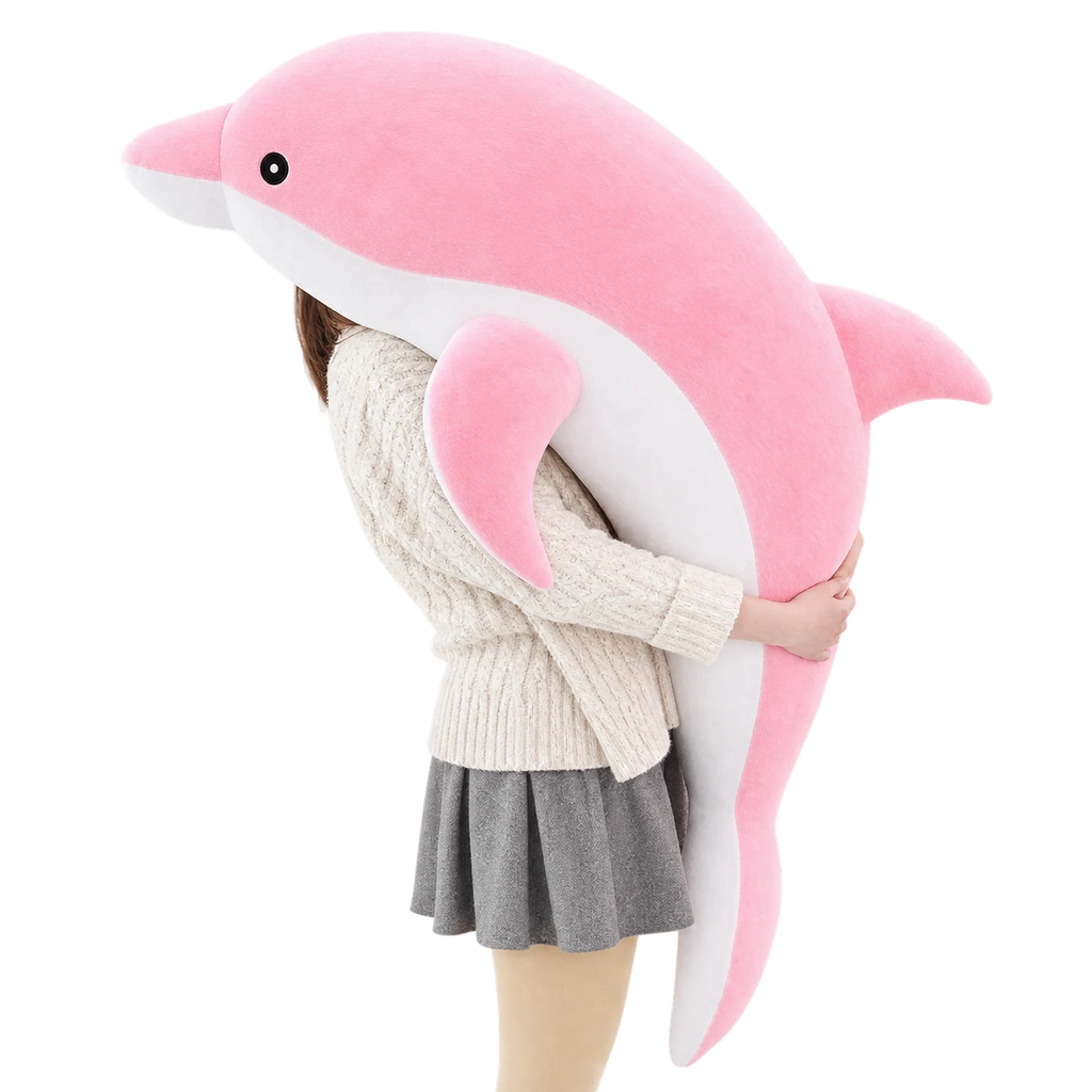 Dolphin Plush Toy in Soft Blue and Pink Colors - Pink / 19in / 50cm … (6 tailles)