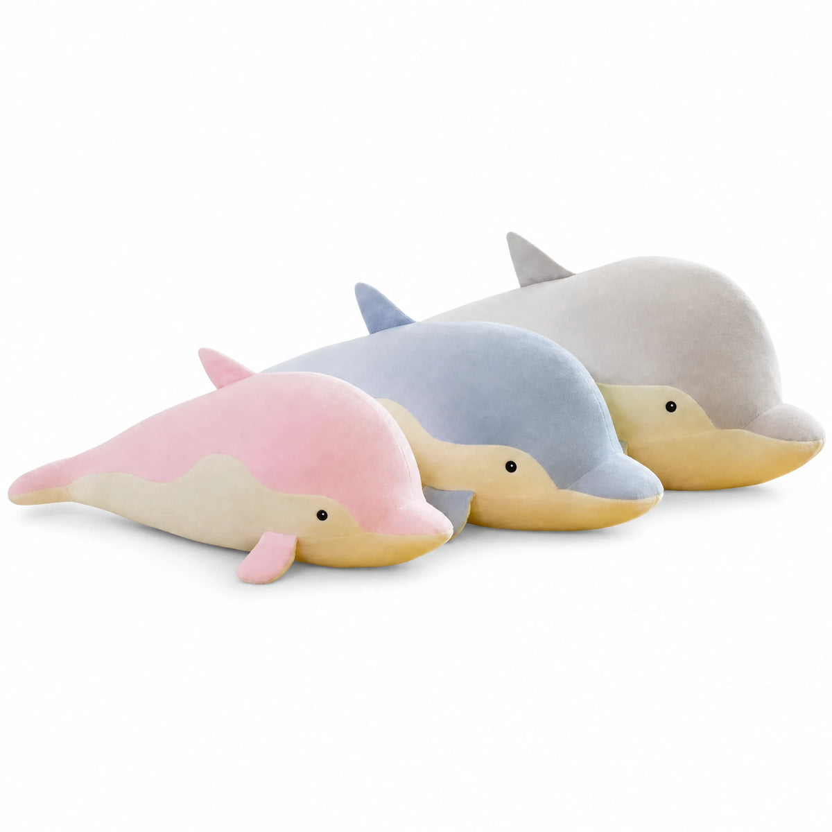 Dolphin Plush Toy with Soft Cotton Fill Pastel Colors - Fond blanc