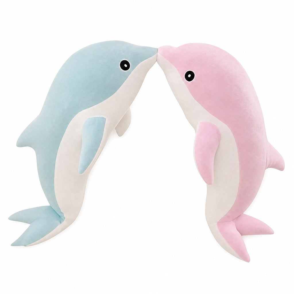 Dolphin Plush with Soft Cotton Fill and Cuddly Shape - Fond blanc
