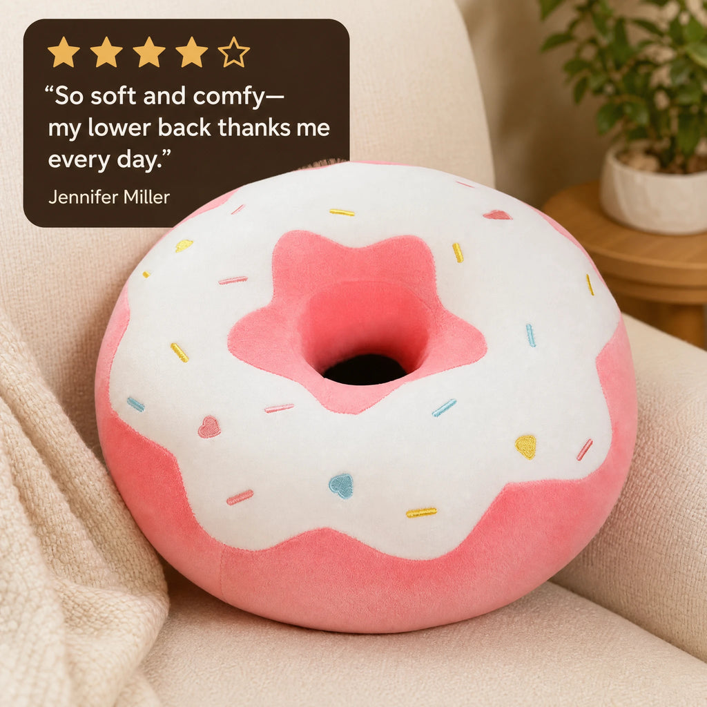 Donut Cushion Plush with Pastel Icing and Sprinkles - Image témoignage