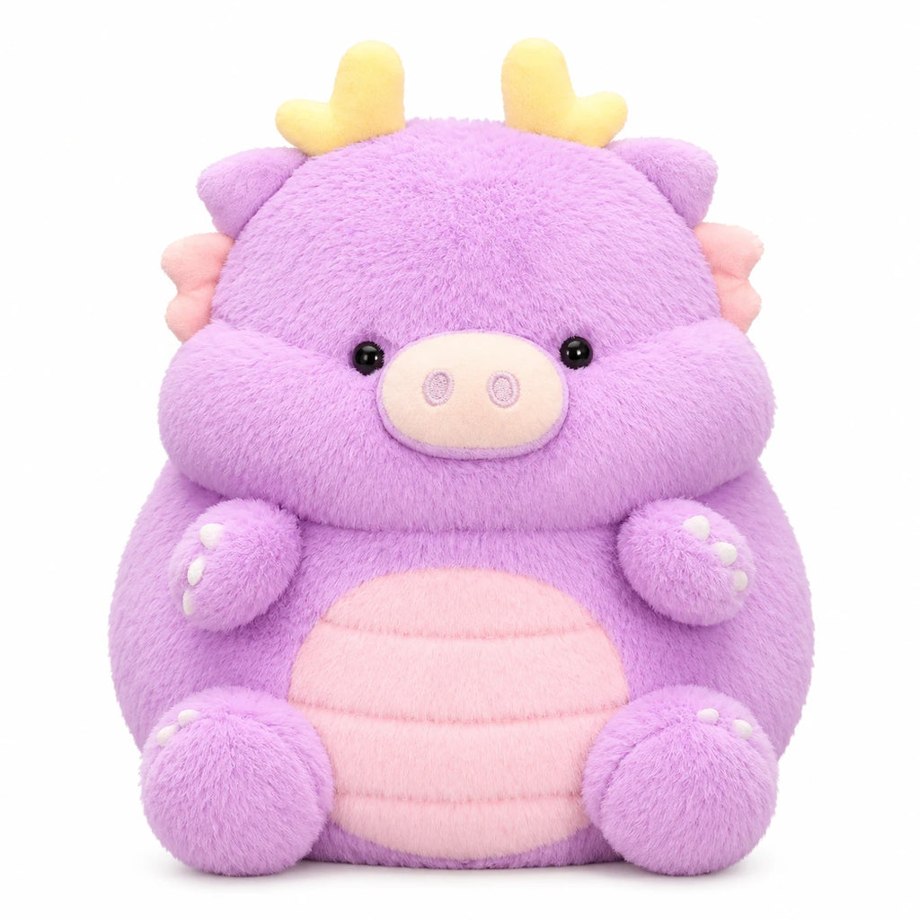Dragon Pig Plush with Wings and Pastel Colors - Purple