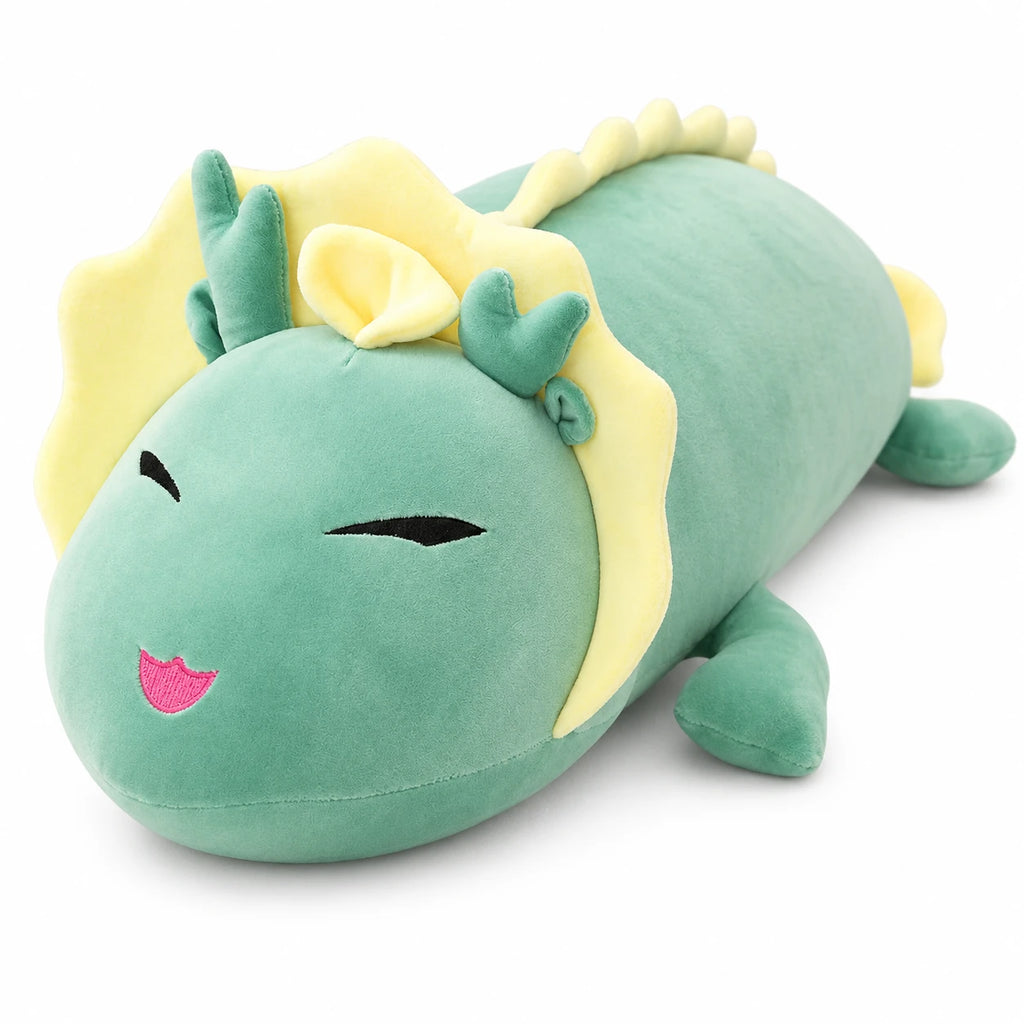 Dragon Plush Toy in Soft Mint Green with Yellow Mane - Green / 35in / 90cm … (4 tailles)