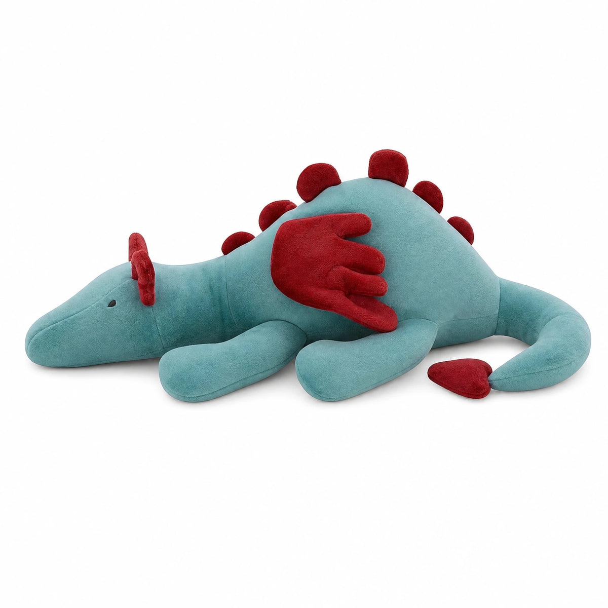 Dragon Plush Toy with Blue and Red Wings Design - Fond blanc