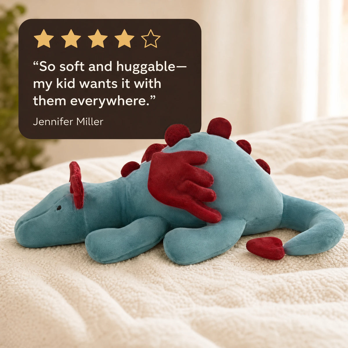 Dragon Plush Toy with Blue and Red Wings Design - Image témoignage