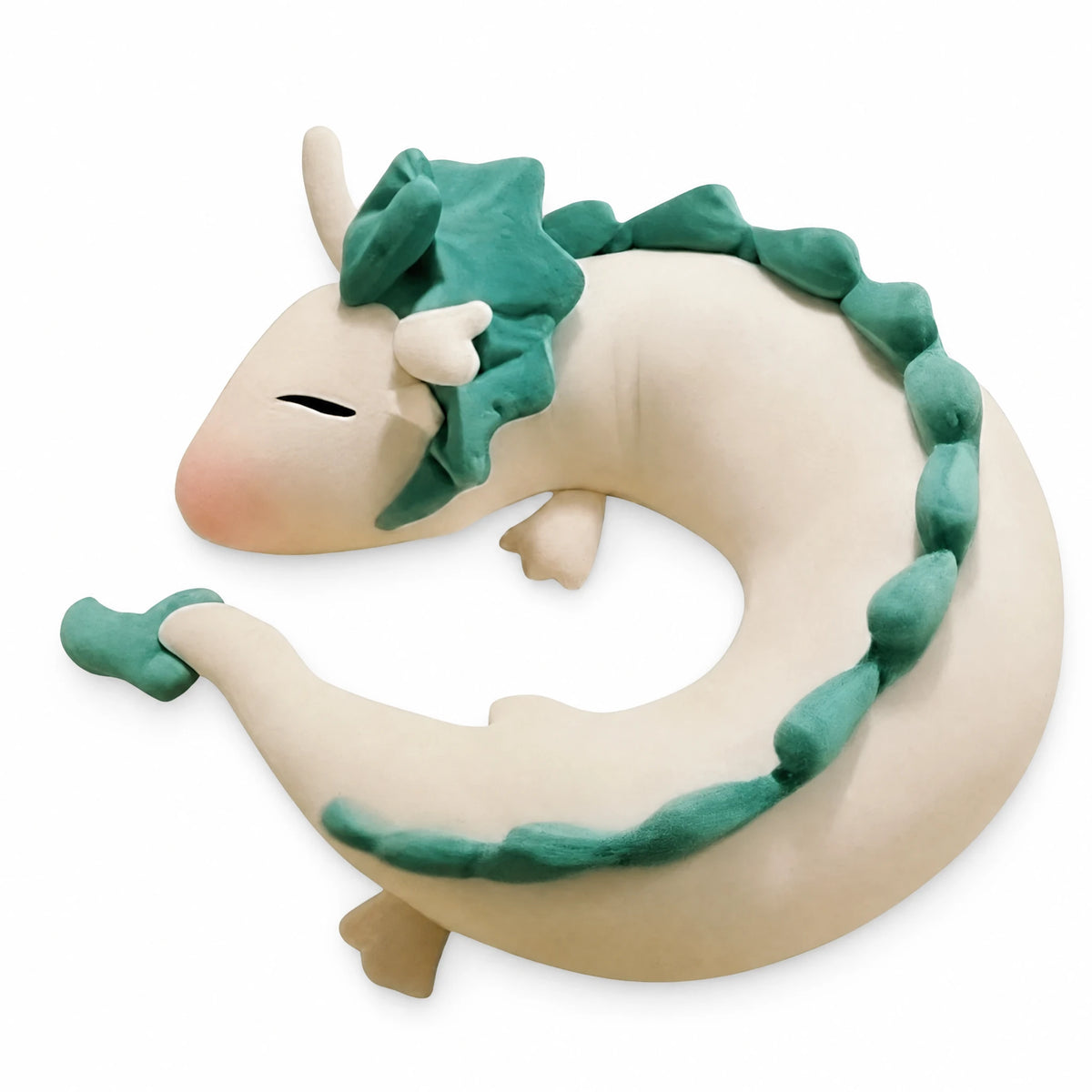 Dragon Plush Toy with Green Spines and Soft Cotton Body - Fond blanc