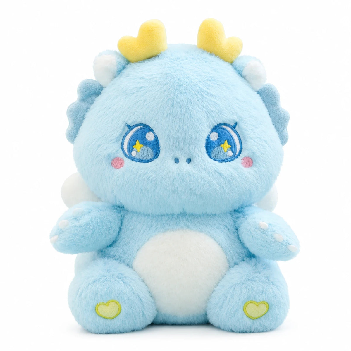 Dragon Plush Toy with Kawaii Eyes and Pastel Colors - Blue