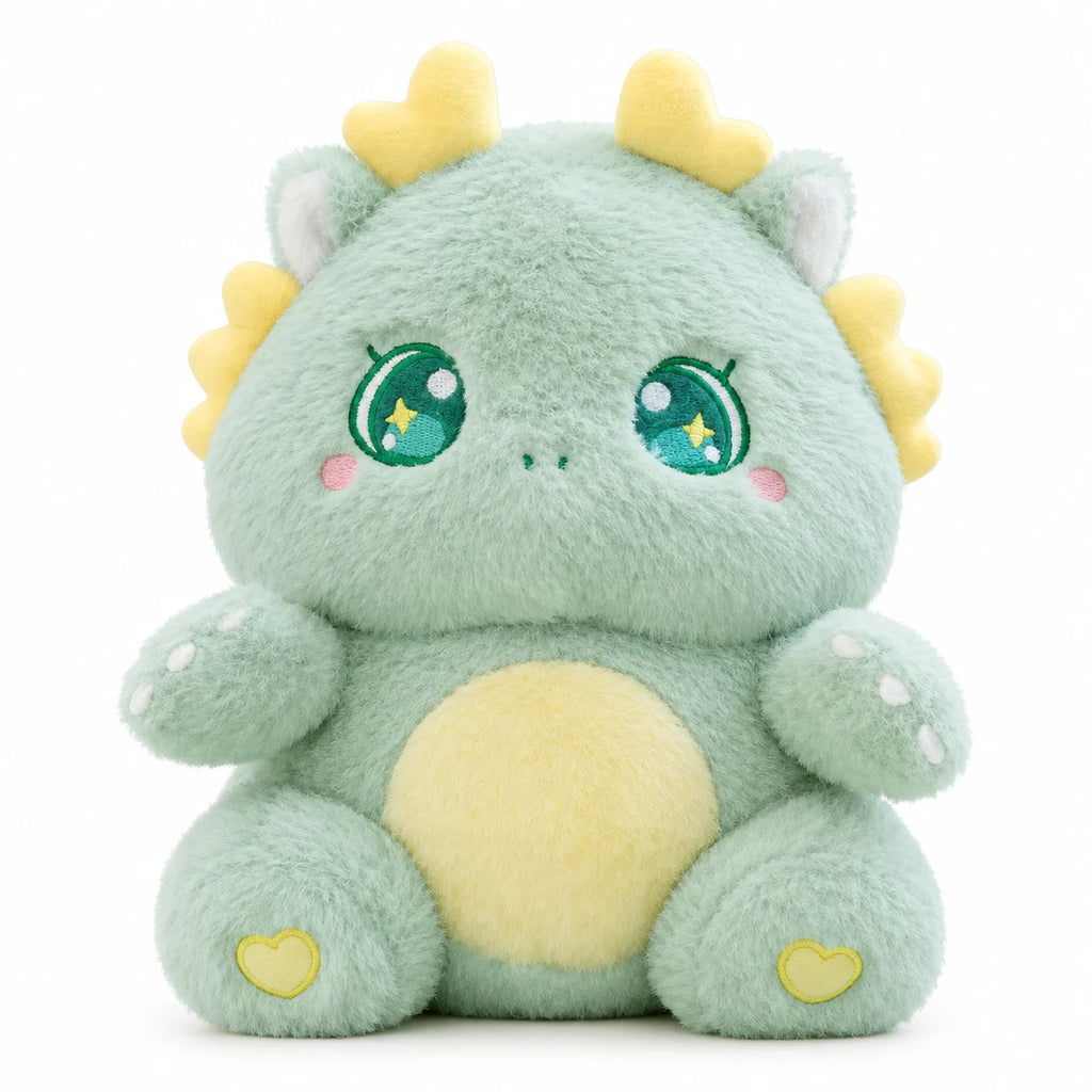 Dragon Plush Toy with Kawaii Eyes and Pastel Colors - Green