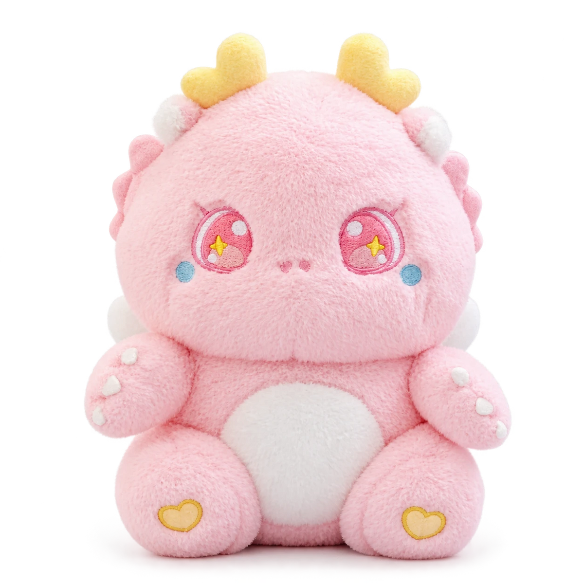 Dragon Plush Toy with Kawaii Eyes and Pastel Colors - Pink