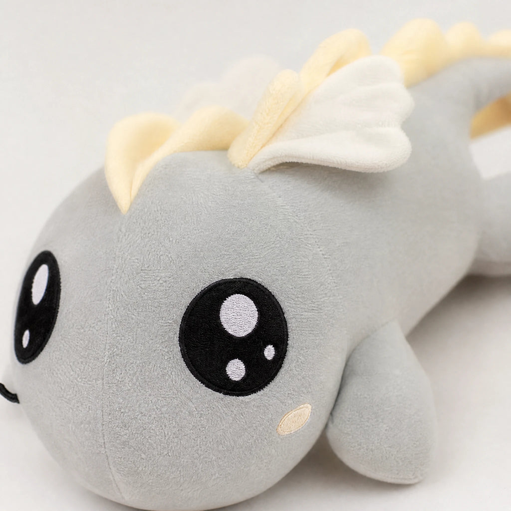 Dragon Plush Toy with Soft Gray Body and Golden Mane - Détail matière