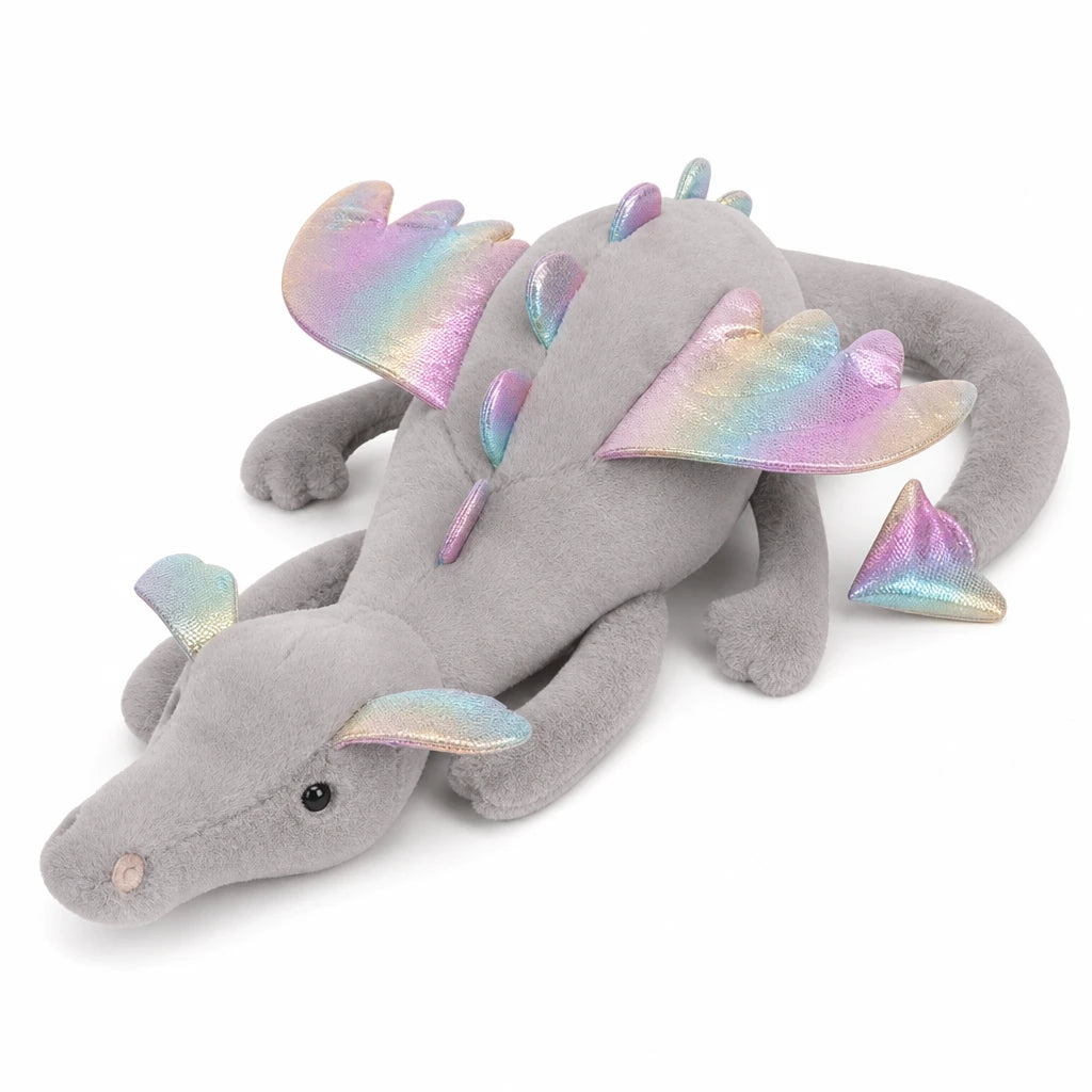 Dragon Plush Toy with Wings and Spikes, Soft Cuddly Design - Gray / 19.5in / 50cm … (3 tailles)