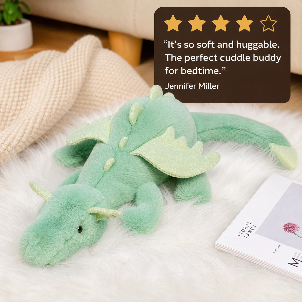 Dragon Plush Toy with Wings and Spikes, Soft Cuddly Design - Image témoignage