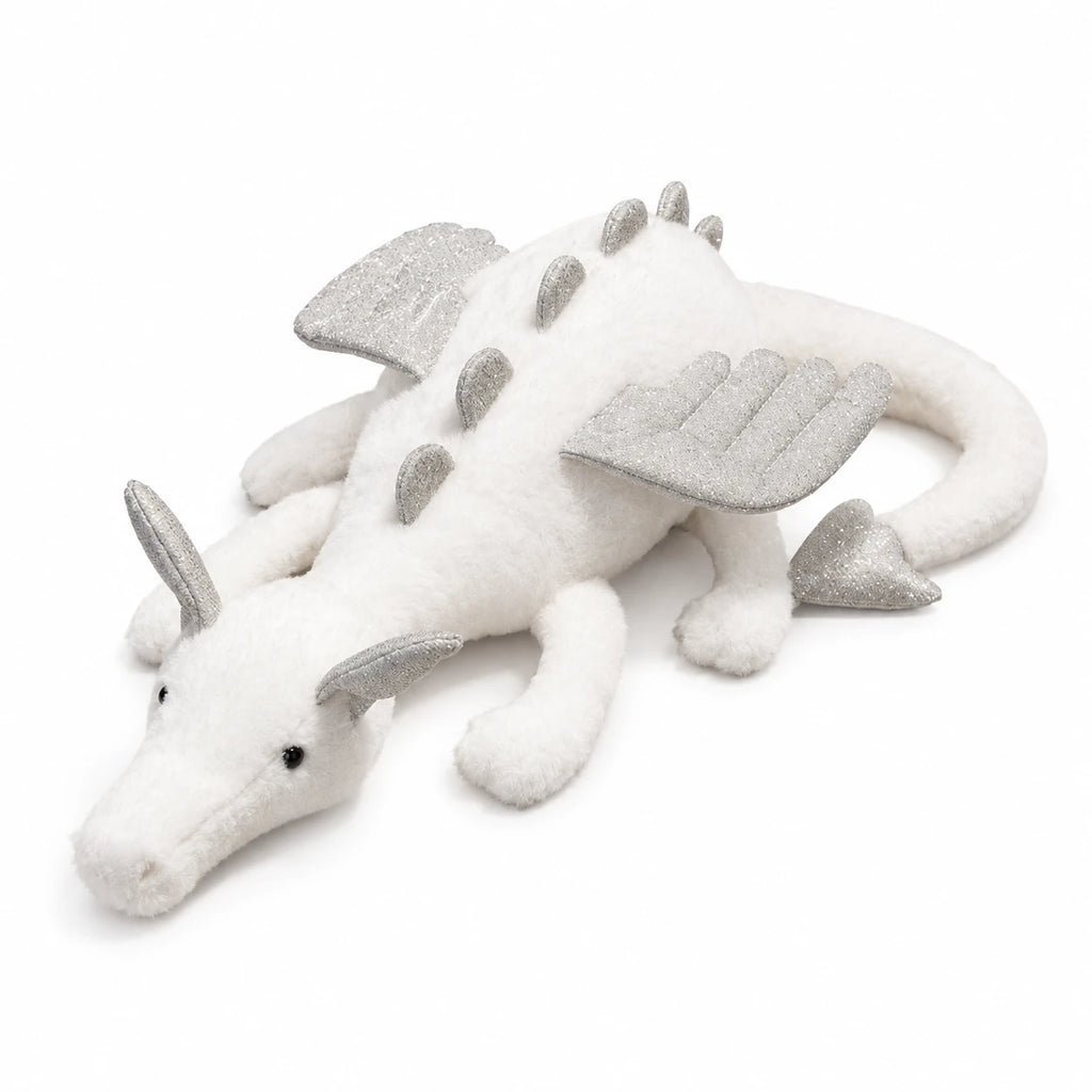 Dragon Plush Toy with Wings and Spikes, Soft Cuddly Design - White / 19.5in / 50cm … (3 tailles)