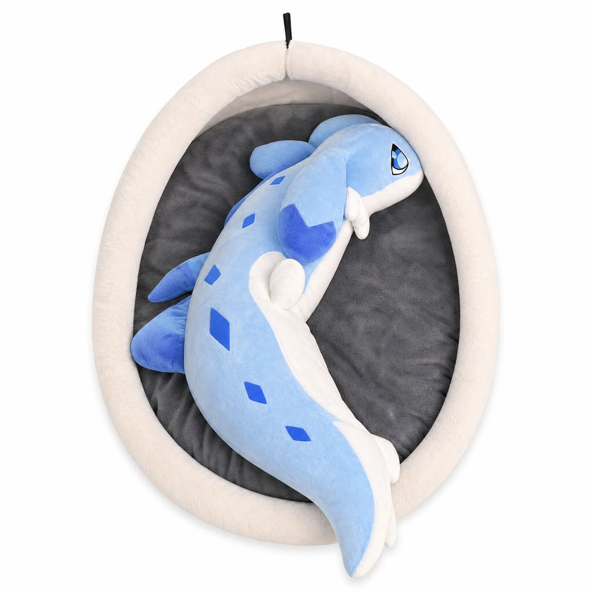 Dragon Plush with Blue Scales, Soft Long Body Design - Fond blanc