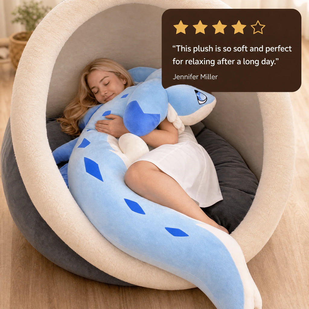 Dragon Plush with Blue Scales, Soft Long Body Design - Image témoignage