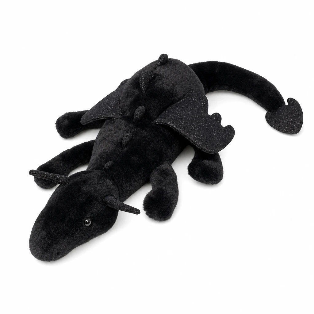 Dragon Plush with Embroidered Wings in Pastel Colors - Black