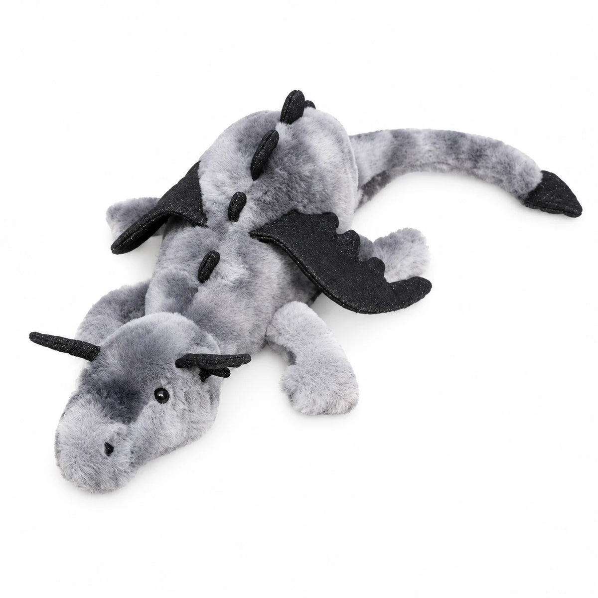 Dragon Plush with Embroidered Wings in Pastel Colors - Gray