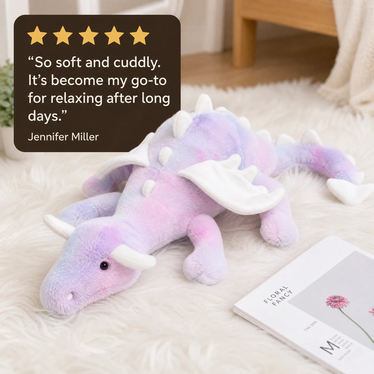 Dragon Plush with Embroidered Wings in Pastel Colors - Image témoignage