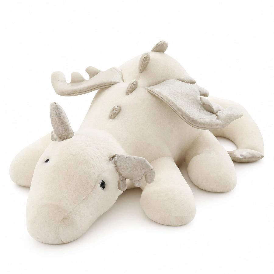 Dragon Plush with Wings in Cream White Cotton - 12in / 30cm · 23.5in / 60cm · 35.5in / 90cm