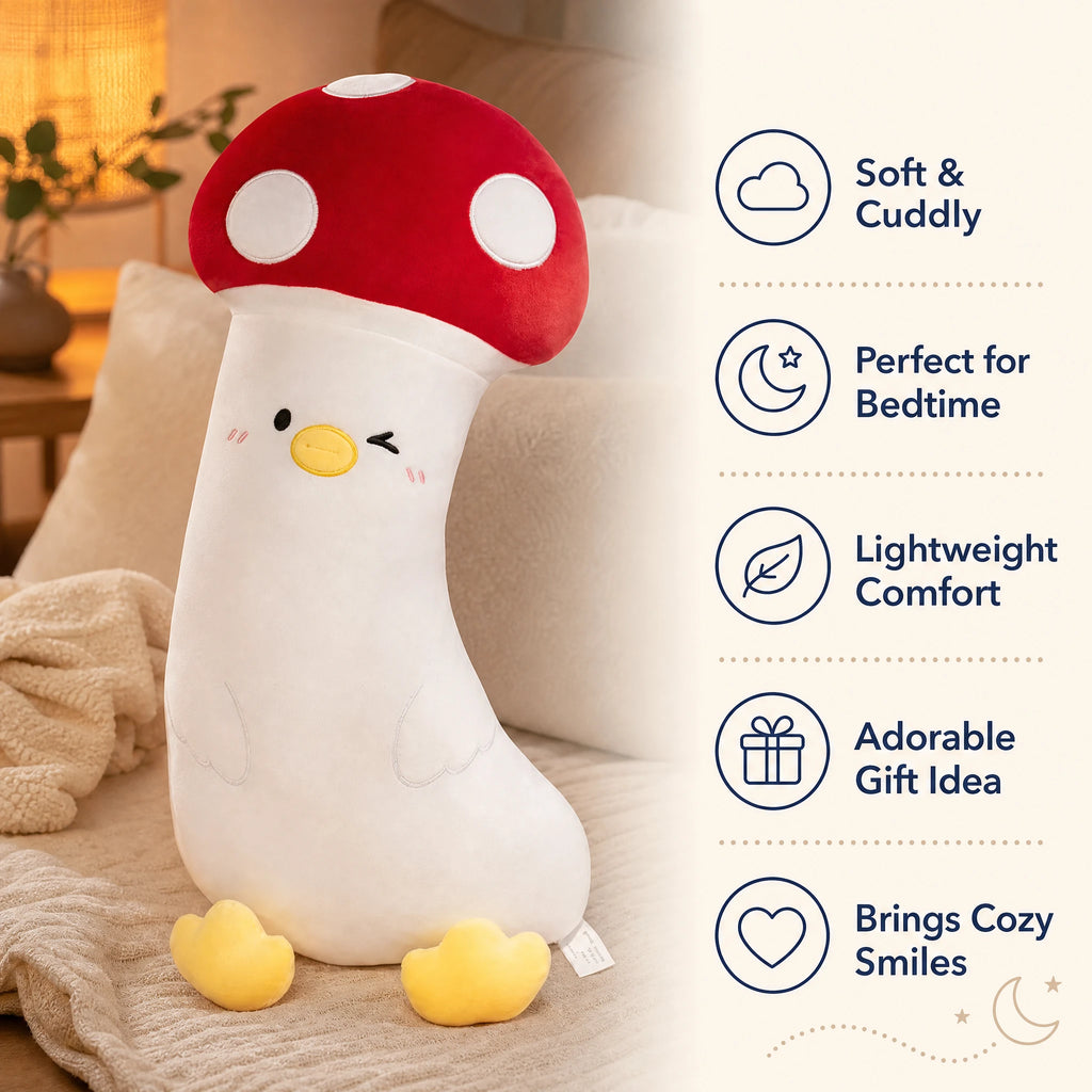 Duck Body Pillow with Mushroom Cap and Kawaii Face - Bénéfices produit