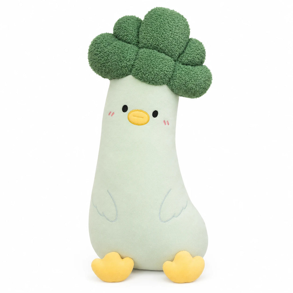 Duck Body Pillow with Mushroom Cap and Kawaii Face - Broccoli / 27in / 70cm … (3 tailles)