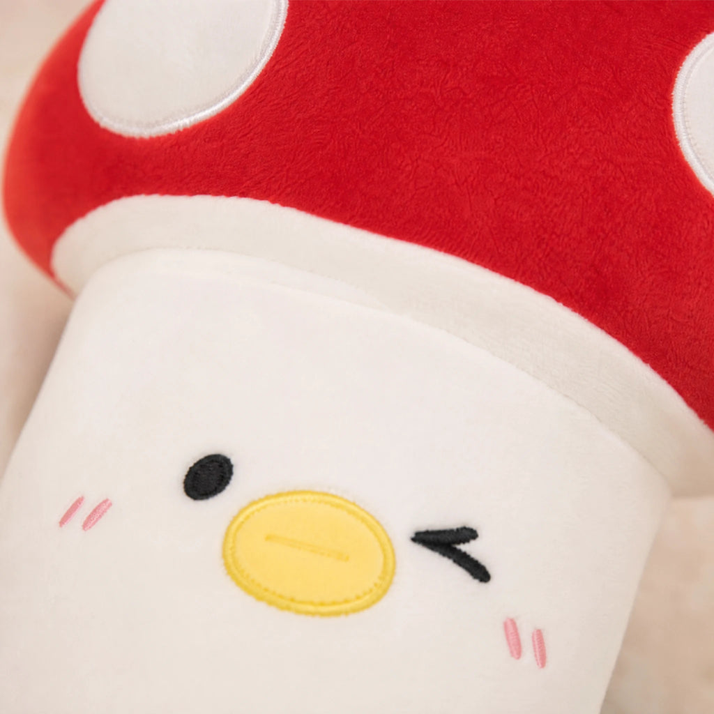 Duck Body Pillow with Mushroom Cap and Kawaii Face - Détail matière