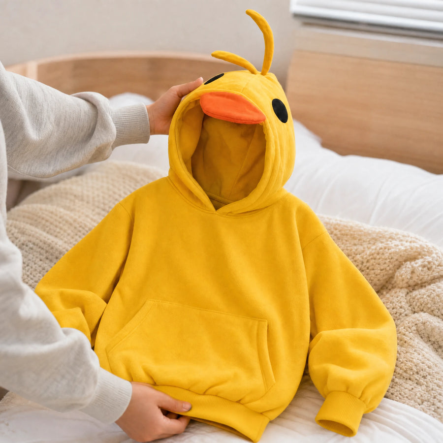 Duck Hoodie with 3D Beak and Embroidered Eyes - Utilisation du produit