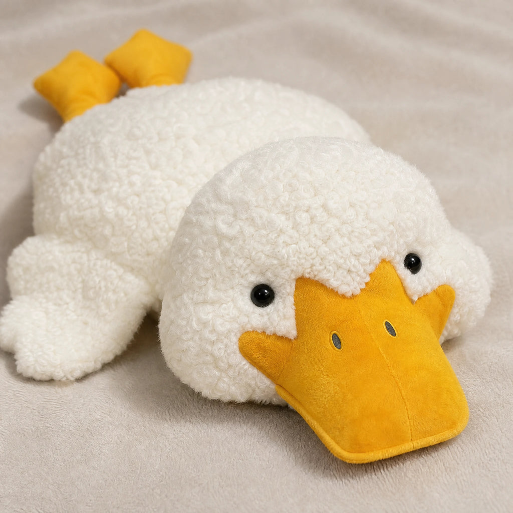 Duck Plush, Giant White Fluffy Duck with Yellow Beak - Détail matière