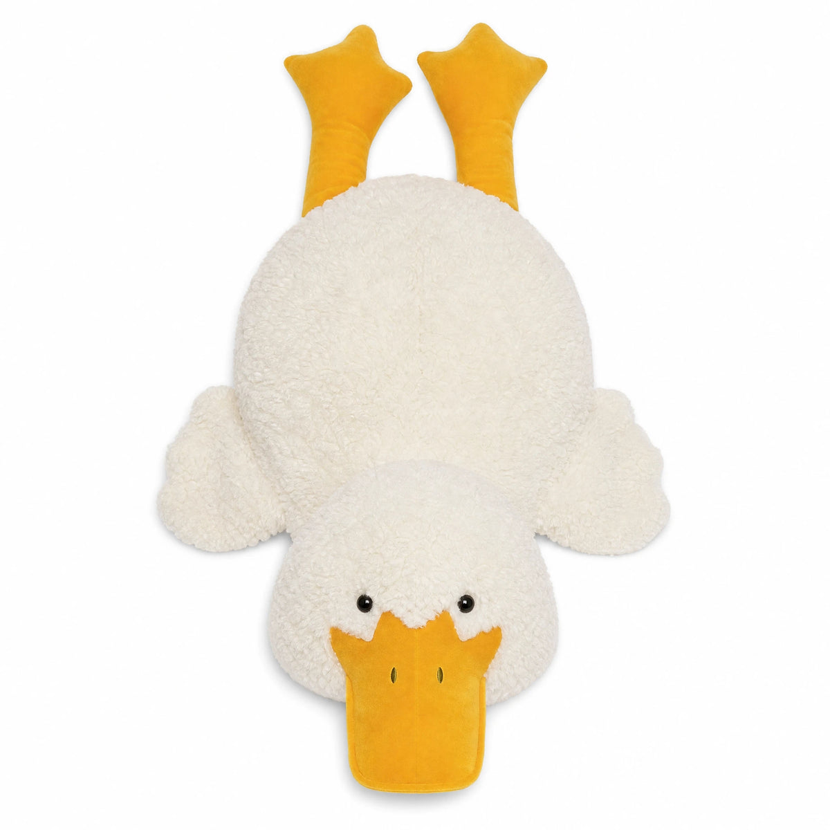 Duck Plush, Giant White Fluffy Duck with Yellow Beak - Fond blanc