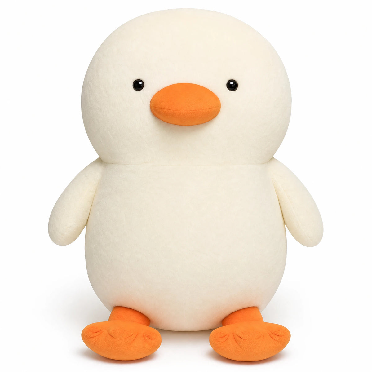 Duck Plush Toy with Round Body and Orange Beak - Fond blanc