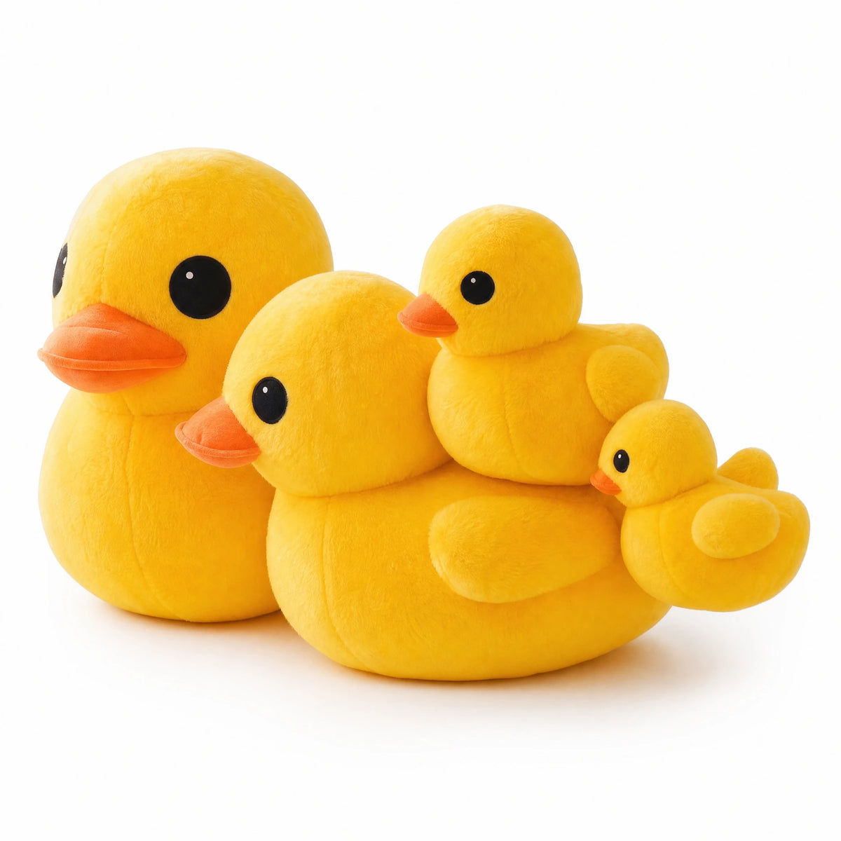 Duck Plush with Soft Yellow Body and Round Shape - Fond blanc