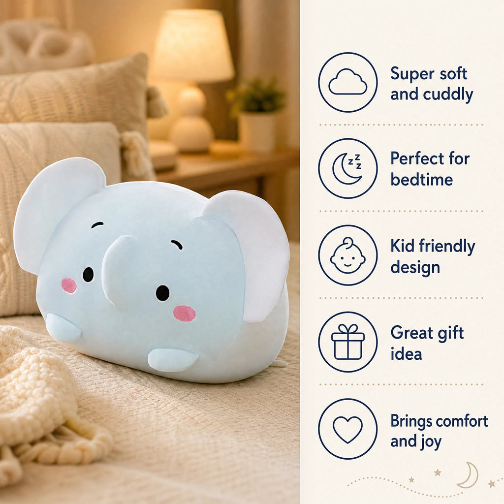 Elephant Pillow Plush – Kawaii Soft Blue Cushion - Bénéfices produit