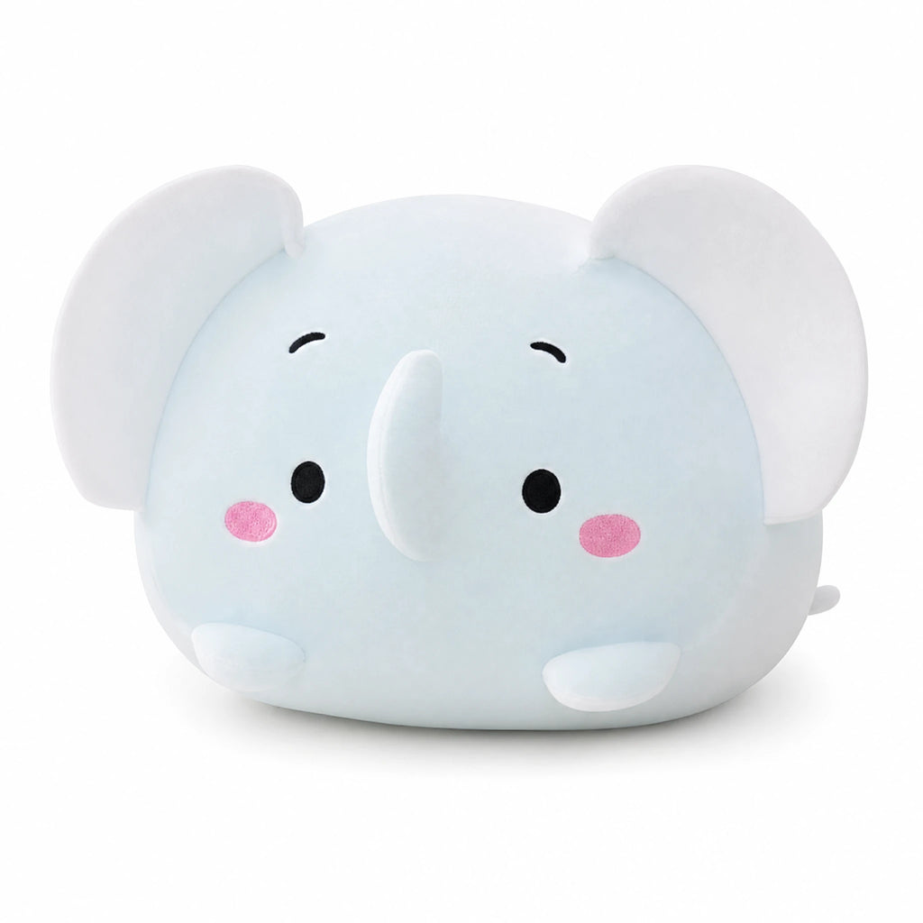 Elephant Pillow Plush – Kawaii Soft Blue Cushion - Fond blanc