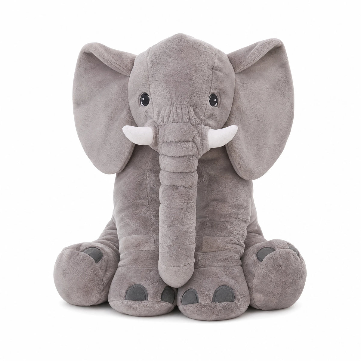 Elephant Pillow Plush - Soft Gray Comfort Buddy - Fond blanc