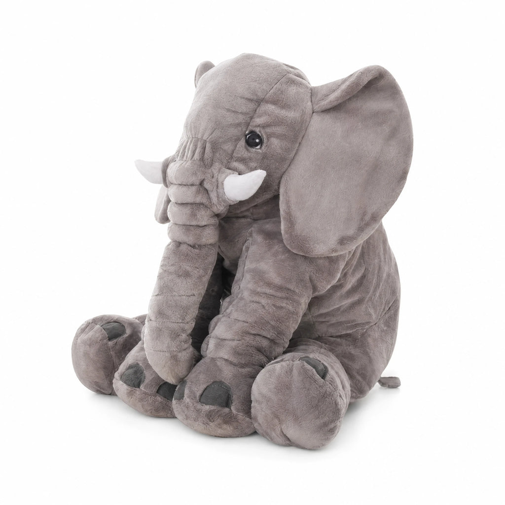 Elephant Pillow Plush - Soft Gray Comfort Buddy - Fond blanc, autre angle
