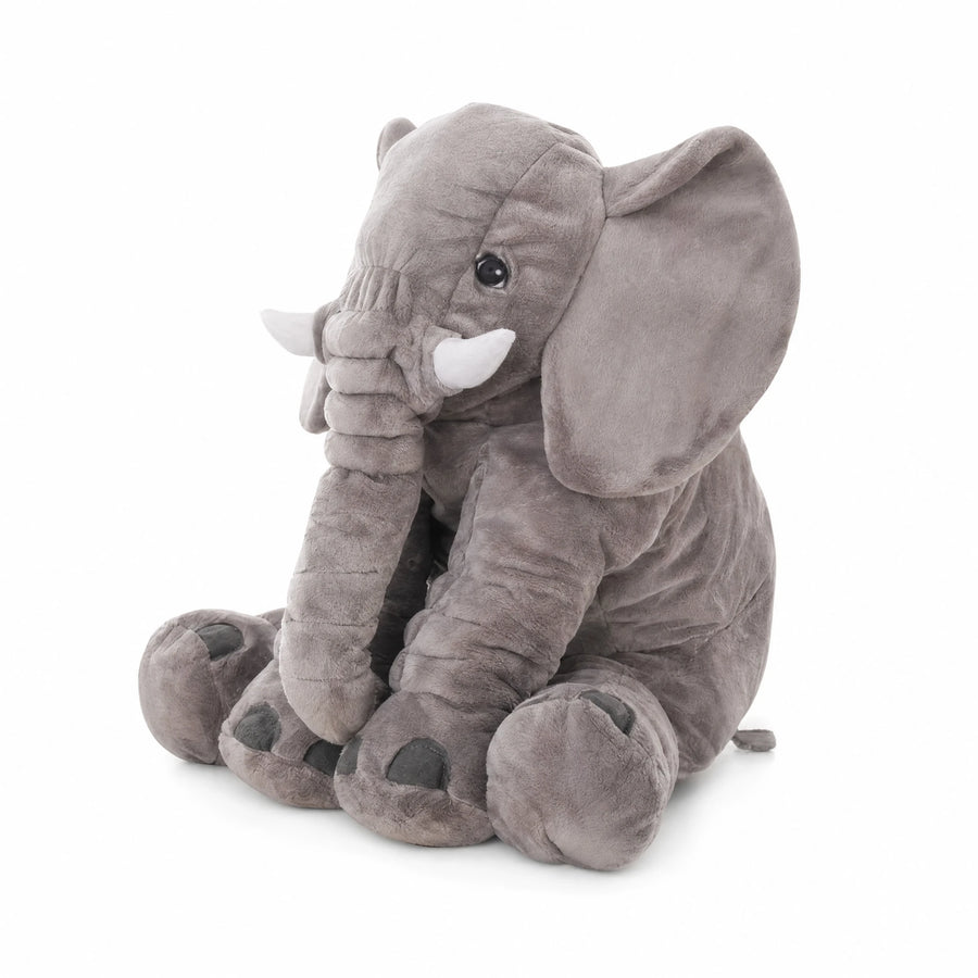 Elephant Pillow Plush - Soft Gray Comfort Buddy - Fond blanc, autre angle