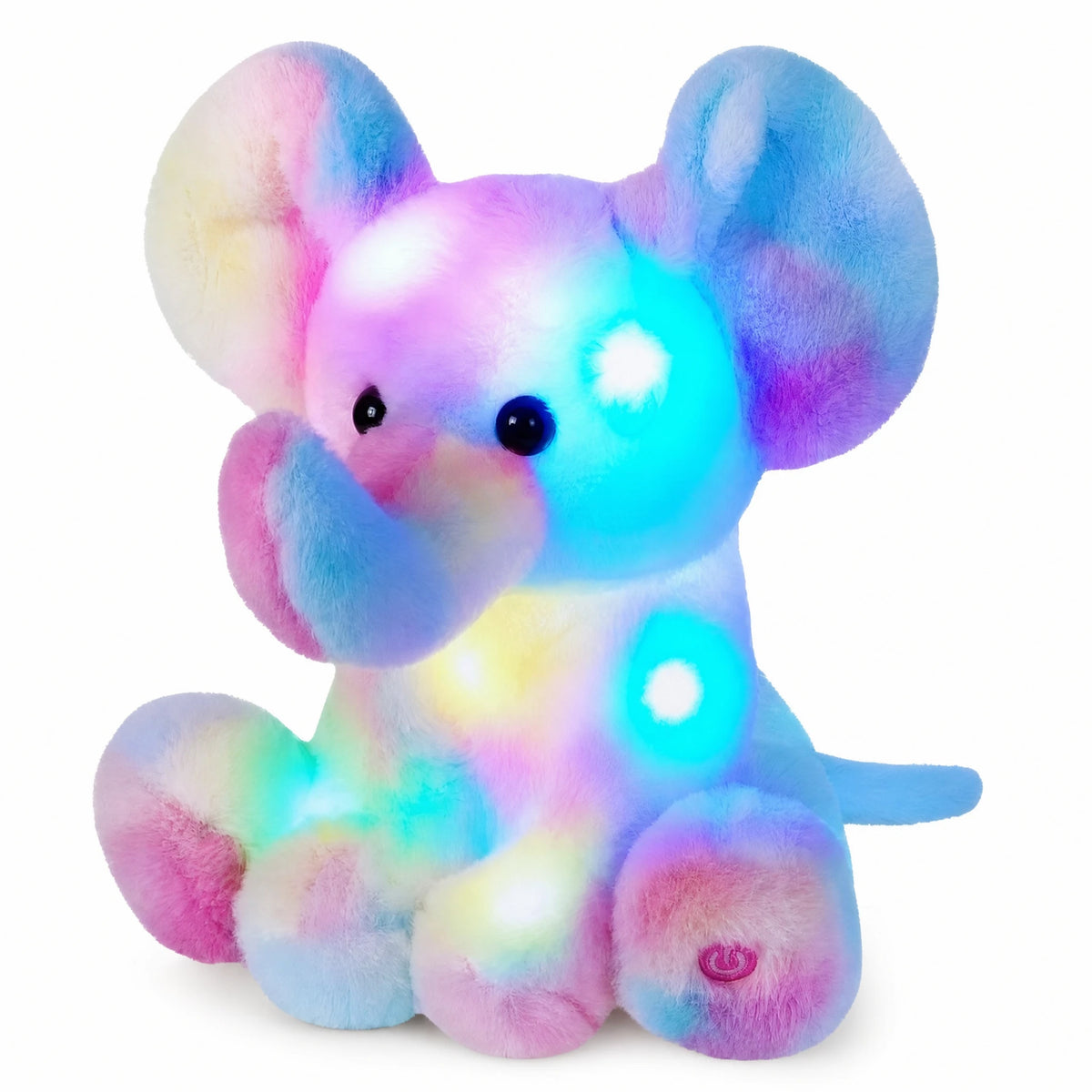 Elephant Plush Nightlight with Music and LED Glow - Fond blanc