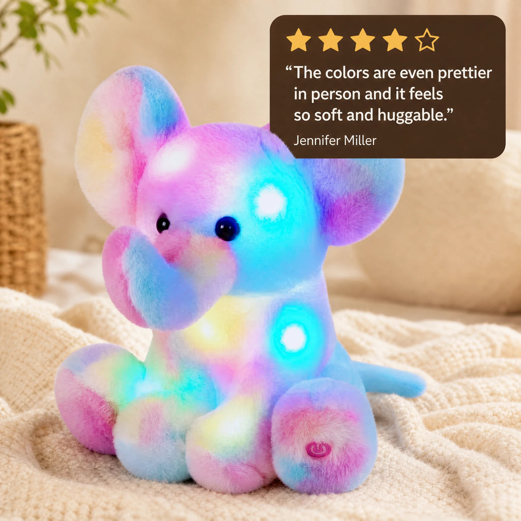 Elephant Plush Nightlight with Music and LED Glow - Image témoignage