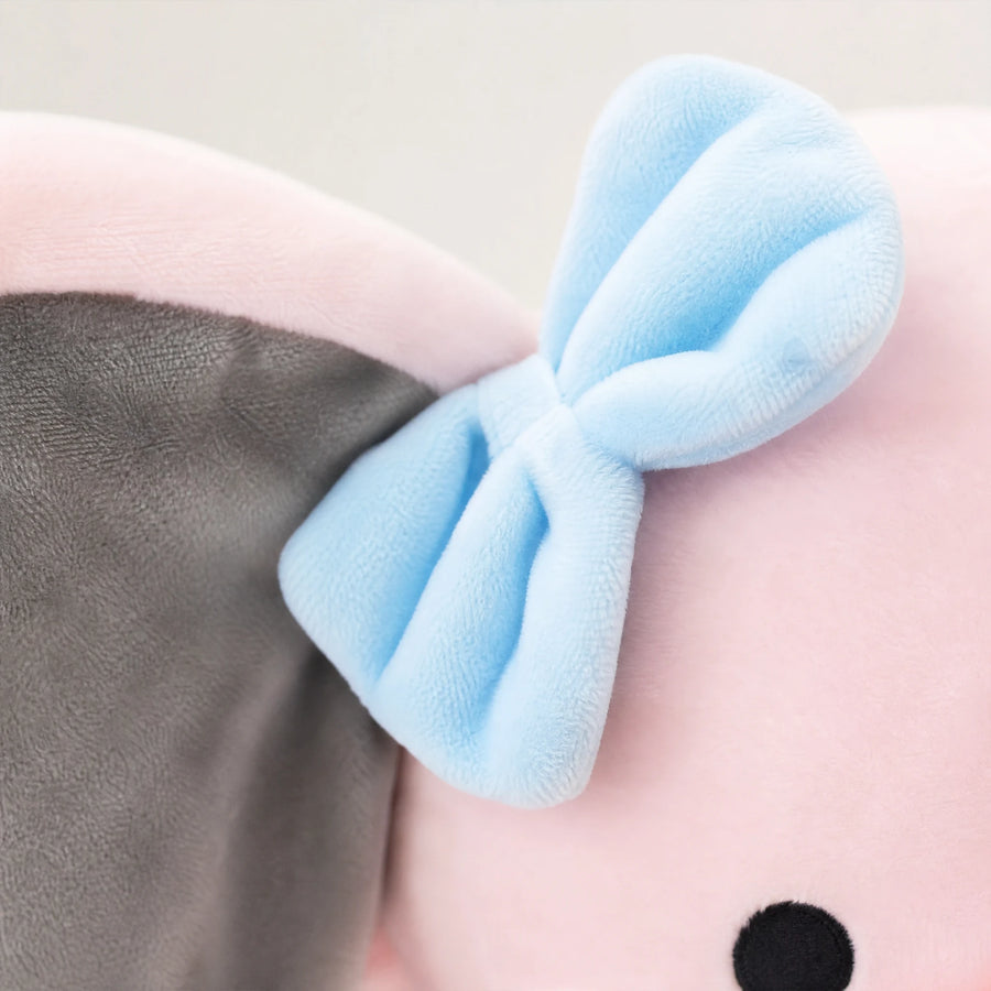 Elephant Plush Toy with Bow and Two-Tone Ears - Détail matière