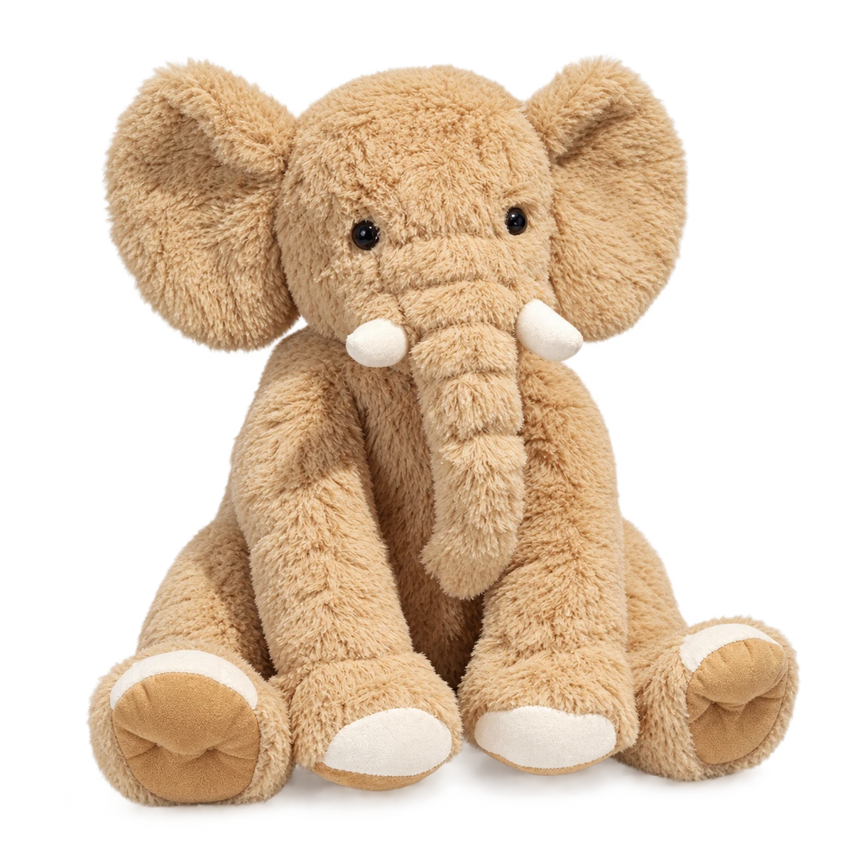 Elephant Plush with Floppy Ears and Soft Fluffy Fabric - Brown