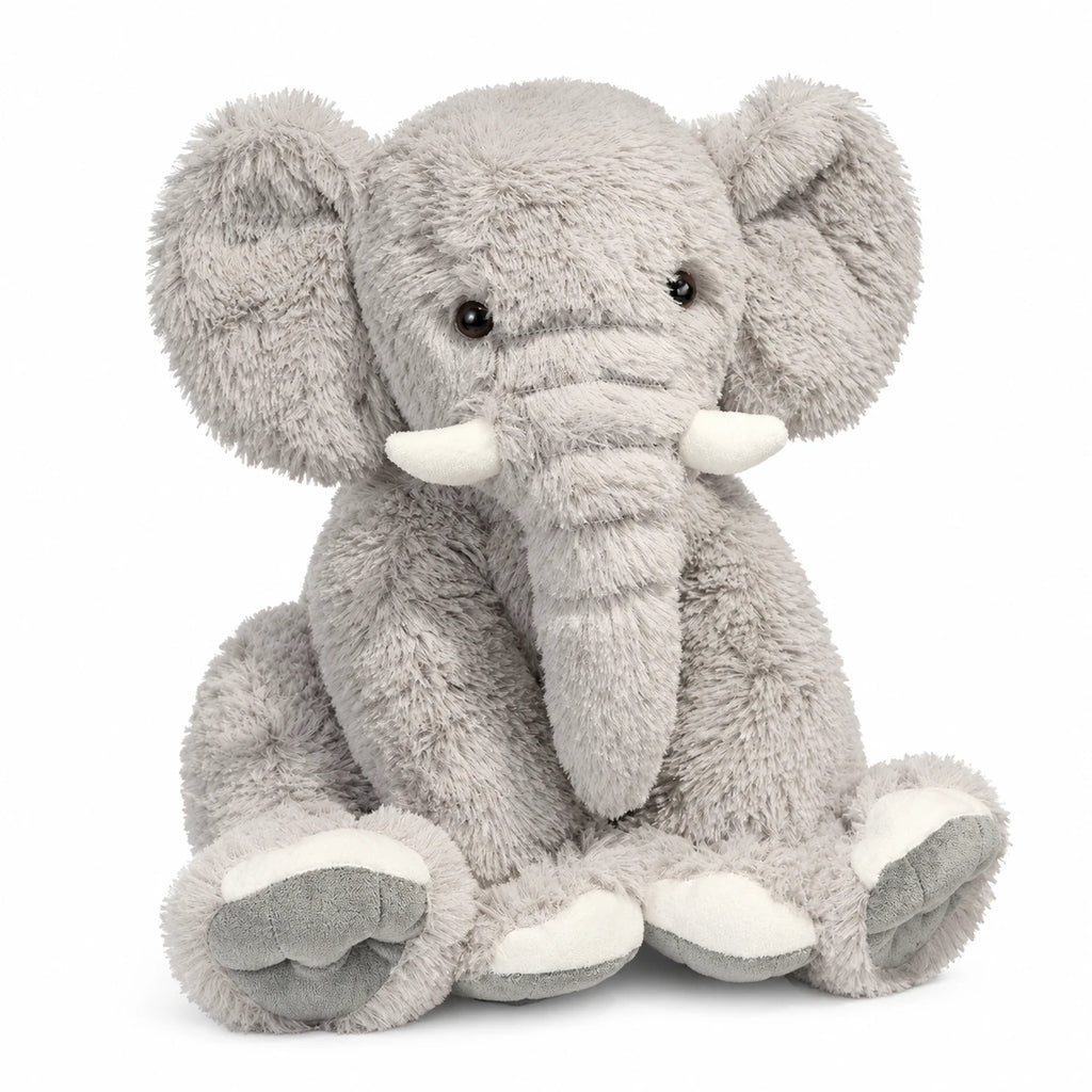 Elephant Plush with Floppy Ears and Soft Fluffy Fabric - Gray